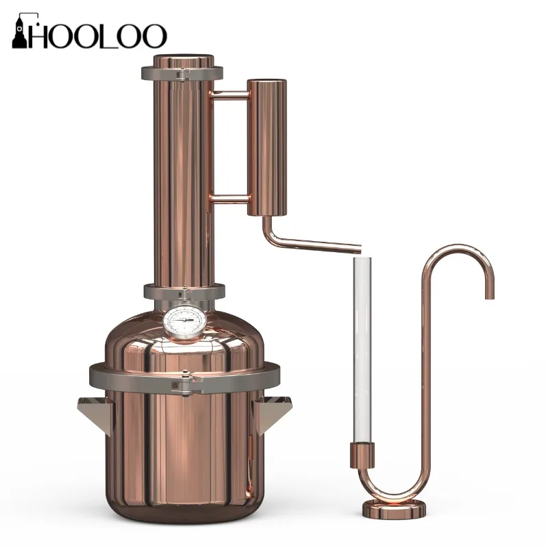 HOOLOO 8L Copper Distiller Essential Oil Hydrosol Still Home Distiller Direct Fire Hea Equipment DIY from Herbs Plants & Flowers