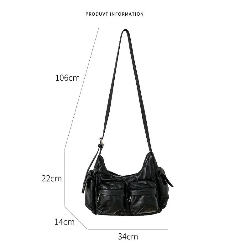 Vintage Crossbody bag for Women Messenger bag large capacity Soft PU leather Multiple pockets female shoulder bag Black bolsas