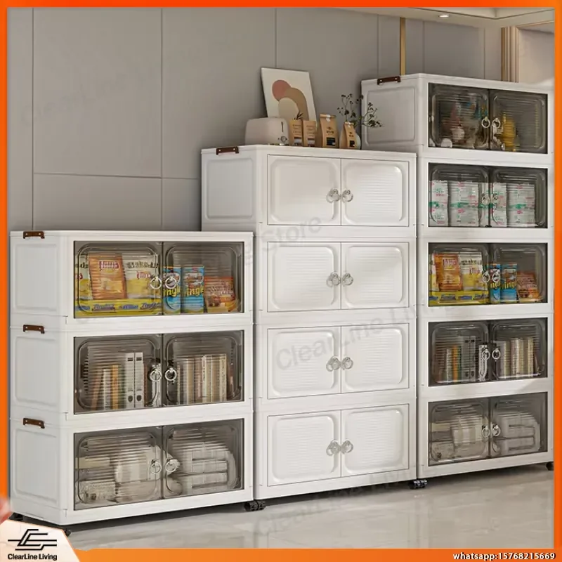 Transparent Folding Plastic Storage Box 38cm 70cm 80cm Wide 2 3 4 5 Layers Light Luxury Wardrobe Organizer Large Capacity