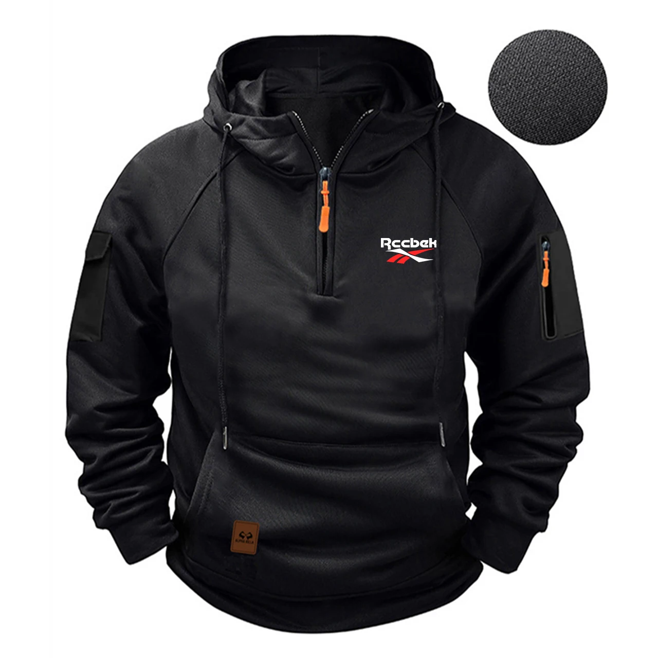 

Pure Color Print Hoodie Zipper Decoration Drawstring Casual Sport Pocket Autumn Winter Hooded Sweatshirt