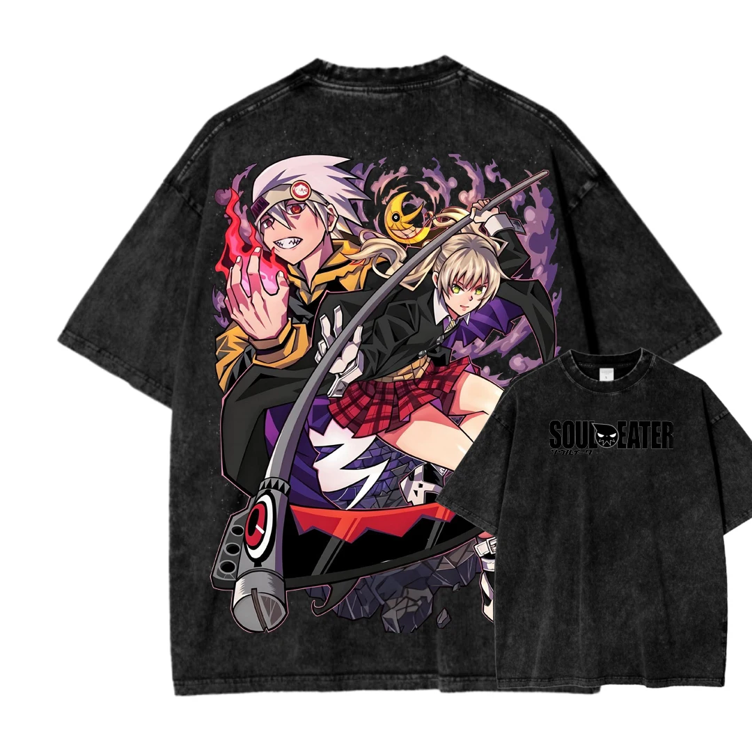 Soul Eater personality Clothes Plus Size Unisex Anime Lover Washed T-shirt high quality hot product sweatshirt Sports Graphic