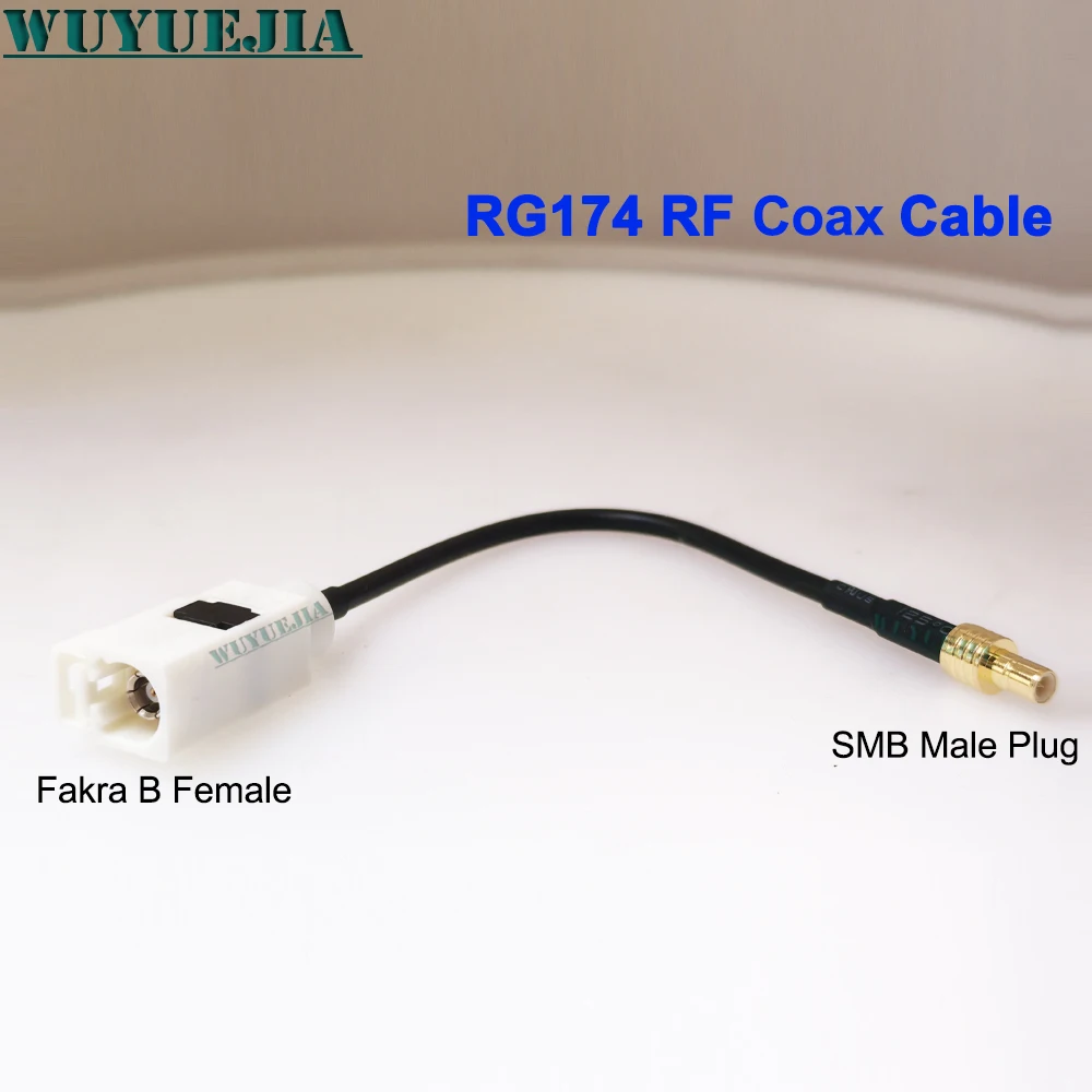Conector RF Fakra B Fêmea de Ângulo Reto para Plugue SMB Macho 50 Ohm com Cabo Coaxial RG-174 para Linhas de Telecomunicações e Redes