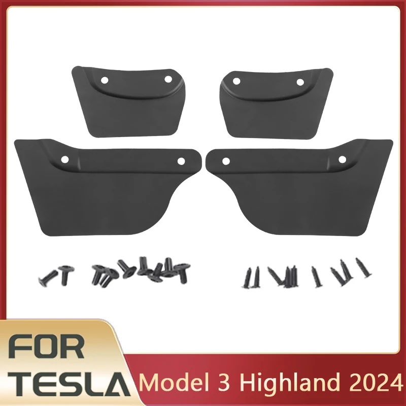 Guardabarros para Tesla Model 3 Highland 2024, accesorios, guardabarros TPE, Protector antiarena para Tesla Model 3 Highland