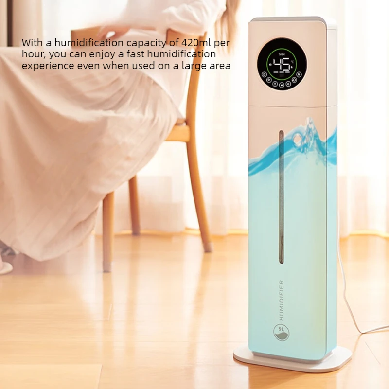 420mL/h Floor Humidifier, Top-Fill Humidifier with Auto Humidity Control, Low-Water Protection, 6m Infrared Remote, UV Light