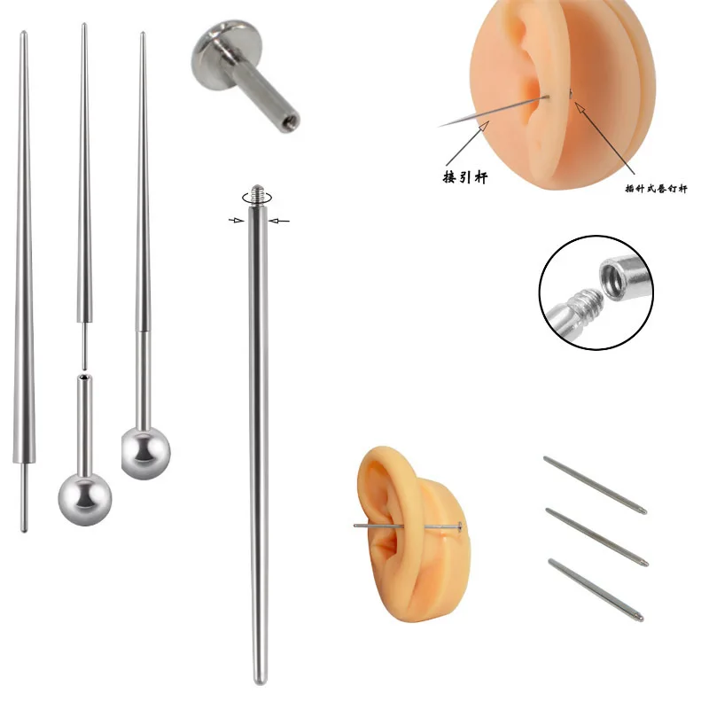 Eyebrow Nail Piercing Auxiliary Guide Pin Rods of Navel Piercings Guide Pin for Inserting Needle Earrings Lip Rings Replacement