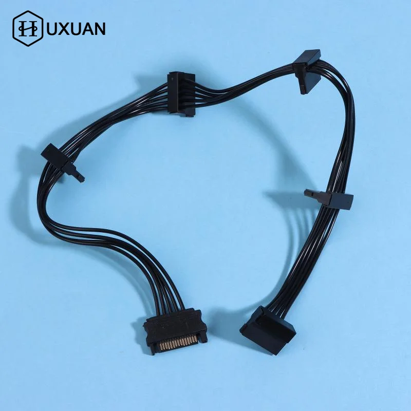 15Pin SATA/4PIN Power Supply Splitter Cable Hard Drive 1 Male To 5 Female Extension Power Cord For DIY PC Sever