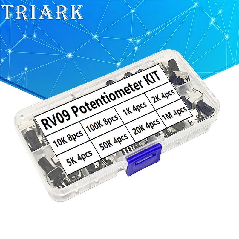 RV09 Kit Vertical 12.5mm Shaft 1K 2K 5K 10K 20K 50K 100K 1M 0932 Adjustable Resistor 9 Type 3Pin Seal Rotary Potentiometer