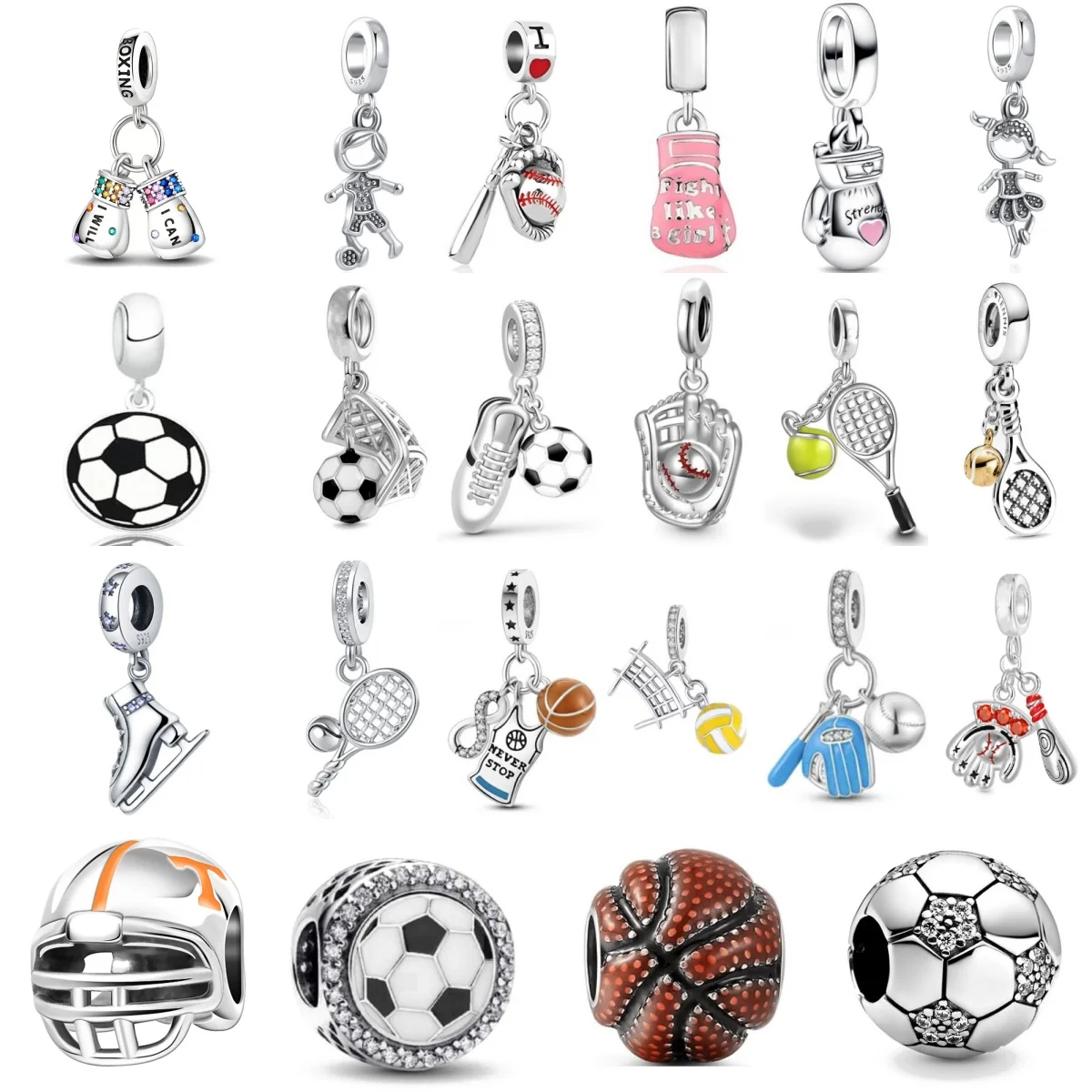 

Exquisite Football Basketball 925 Silver Baseball Skating Shoe Pendant Bracelet Original Jewelry Women's DIY Gift Party Gift
