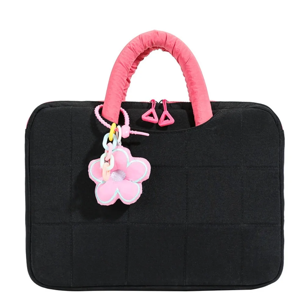 Stylish 14 Inch Laptop Sleeve Puffy Portable Computer Handbag with Pendant Tablet Carring Case For Women