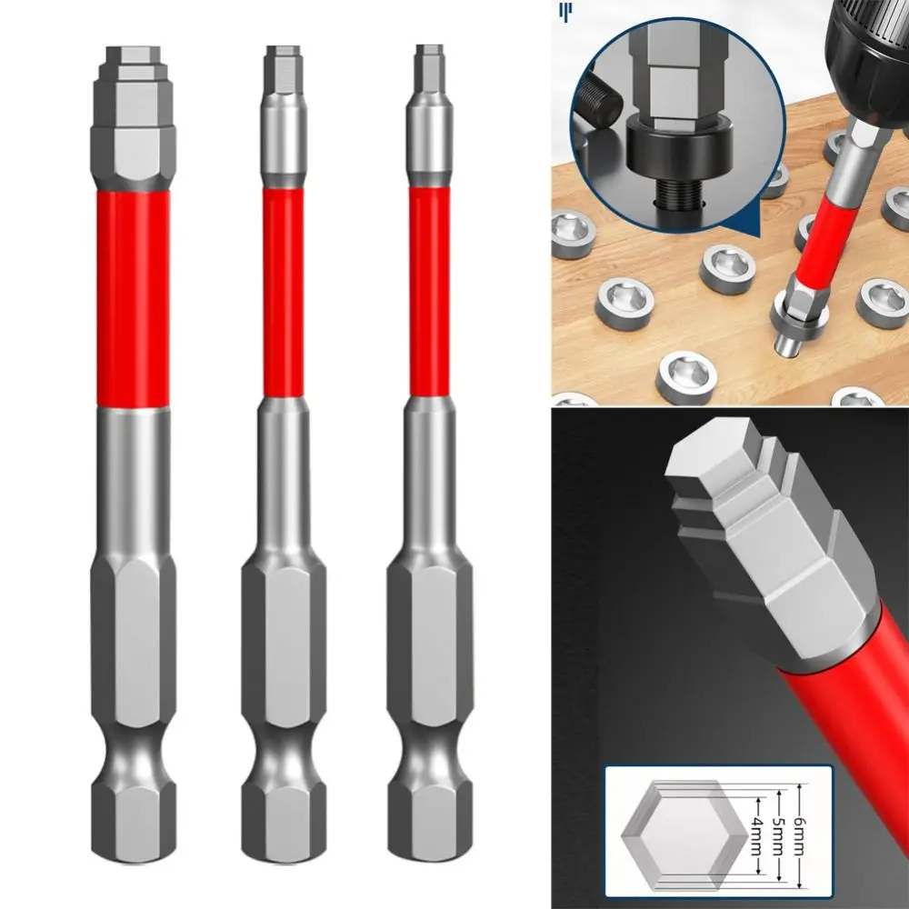 Ponta de Chave de Fenda de Aço Liga, Alta Torque, Resistente a Impactos, Ponta de Chave de Fenda Elétrica com Haste Hexagonal de 6,35mm, Dureza HRC60