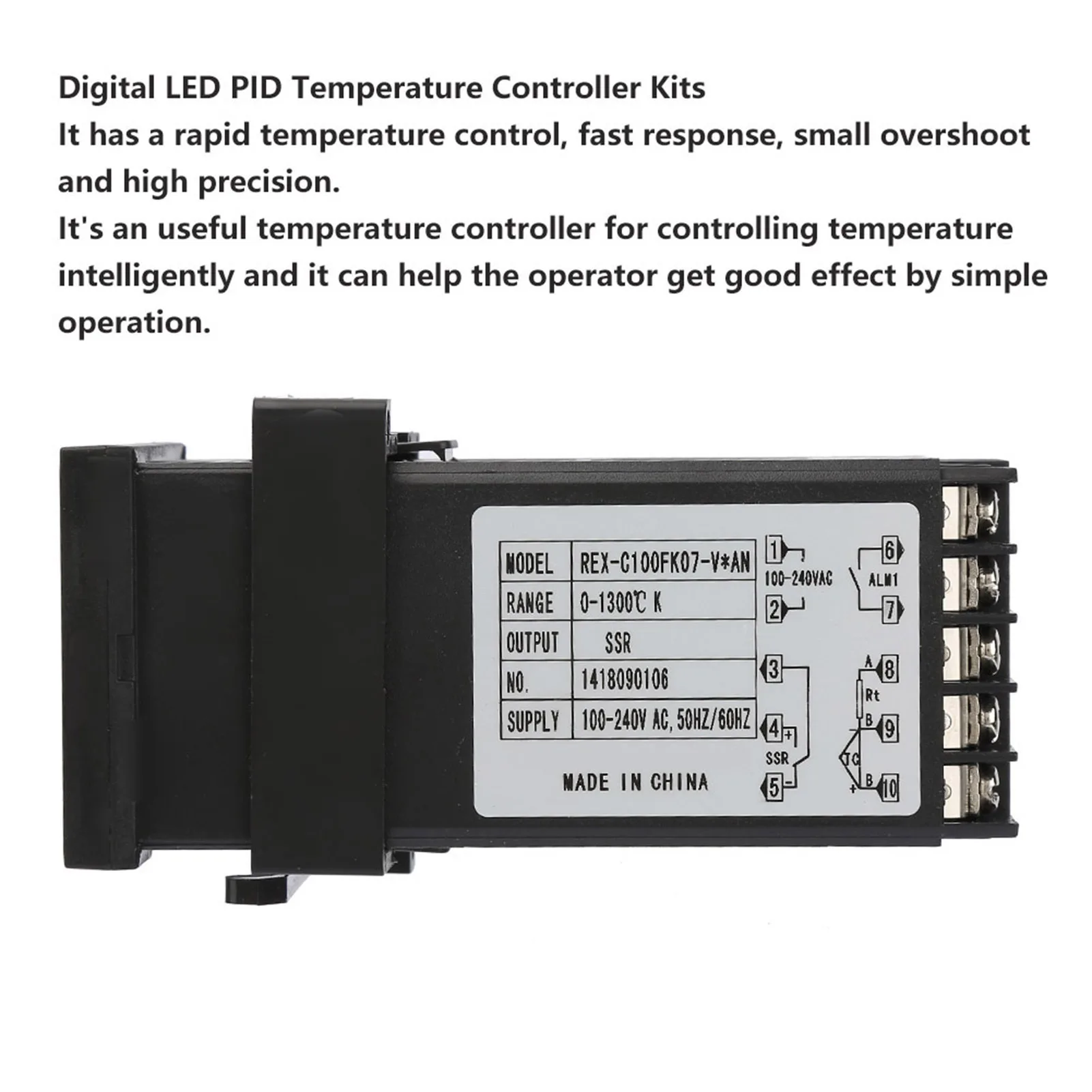0℃~1300℃ Alarm REX C100 Digital LED PID Temperature Controller Thermostat Kit AC110V 240V Digital LED Temperature Controller