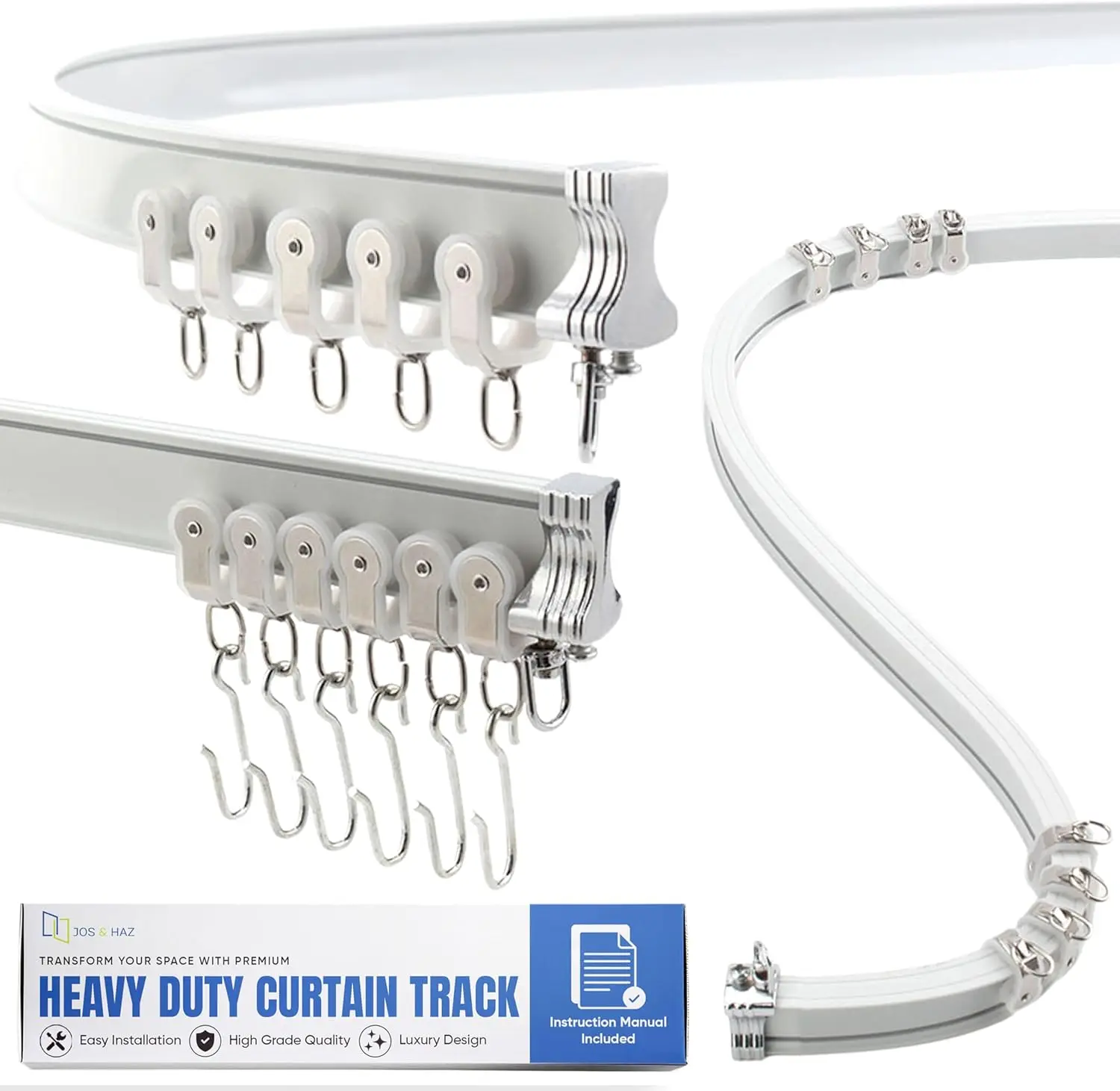 

Flexible Ceiling Curtain Track - 5m Bendable Rail for Bay Windows, RVs, Room Dividers - Easy Install