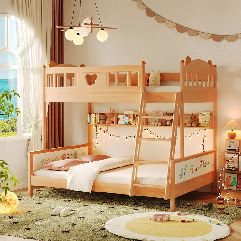 

#For New Design Cozy Kids Bunk Beds With Storage Book Shelf