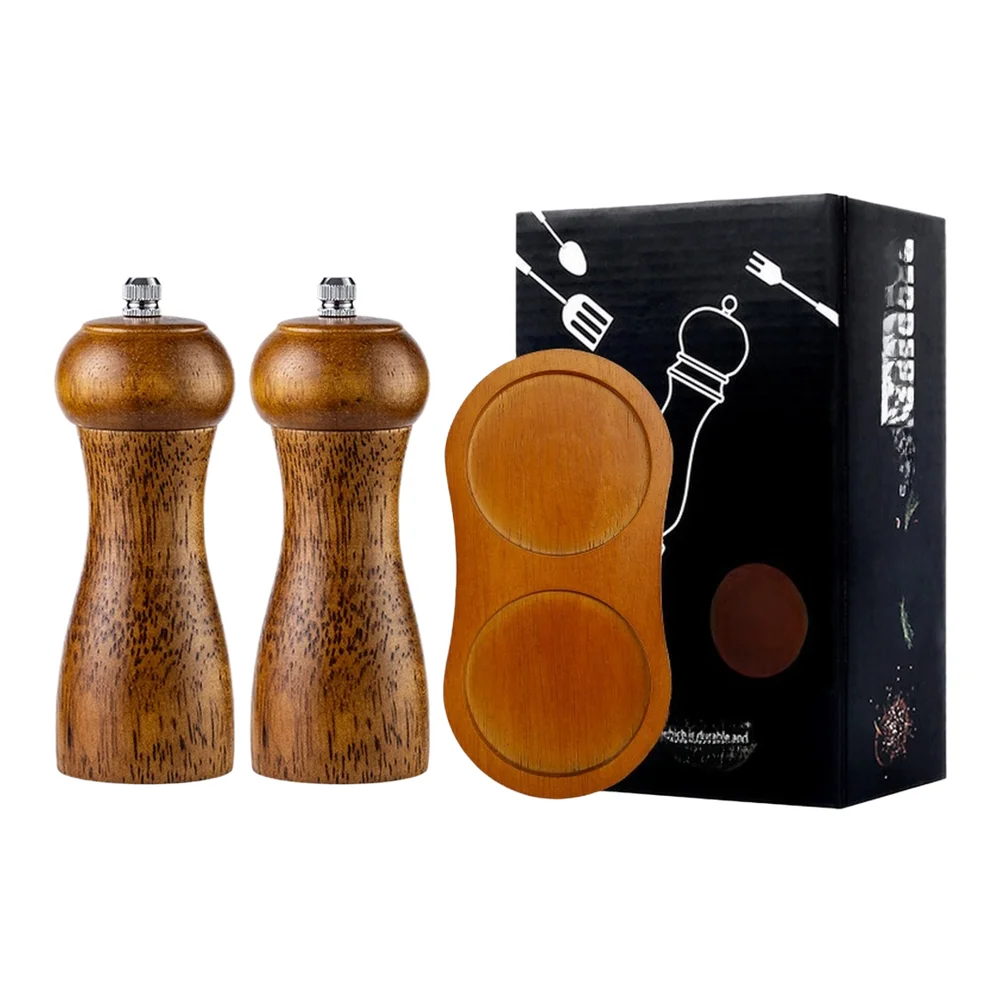 Natural Rubber Wood Pepper Grinder with Adjustable Zirconia Grinding System for Black Pepper Sea Salt and More