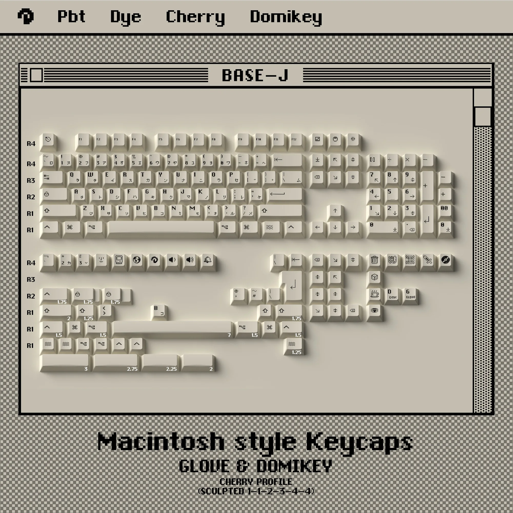 Domikey x GLOVE Macintosh Keycap Cherry Profile PBT Dye subbed Keycaps for Mechanical Keyboard EZ63 Made68 Wooting 60HE 80HE