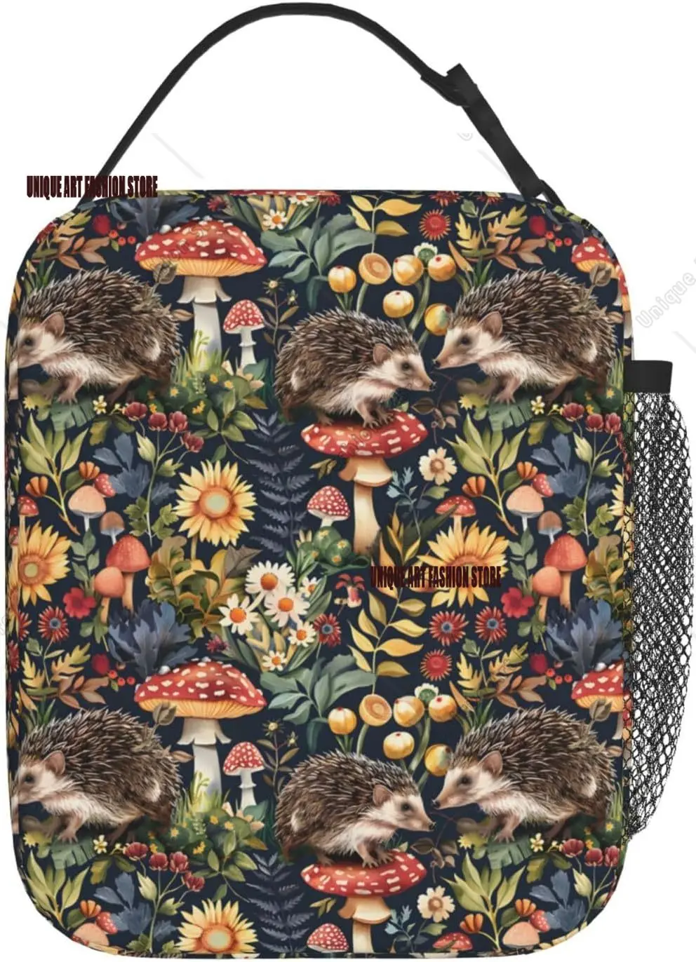Fiambrera aislada, bolsa de almuerzo reutilizable para la escuela, oficina, trabajo, Picnic, viajes, bosque, erizo, seta, fiambrera