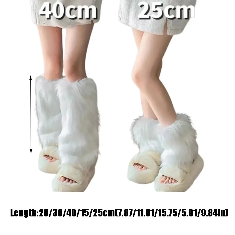 Jambières en fausse fourrure pour filles, chaussettes longues à Tube avec nœud épais, Y2K JK, hautes aux genoux, épicées