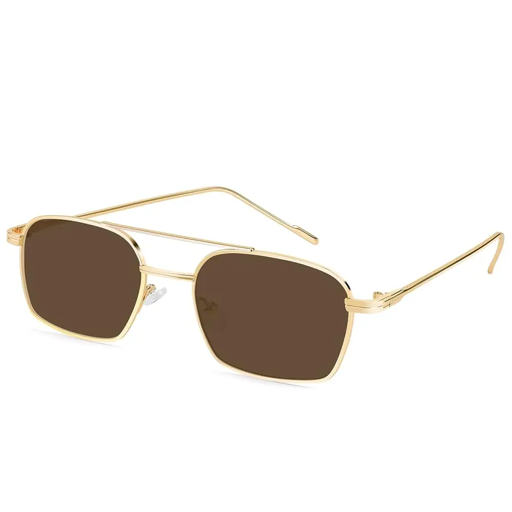 Cool&Ku Fashion Square Aviator Sunglasses Women Men Trendy Retro Metal Frame Sun Glasses Candy Color Lens