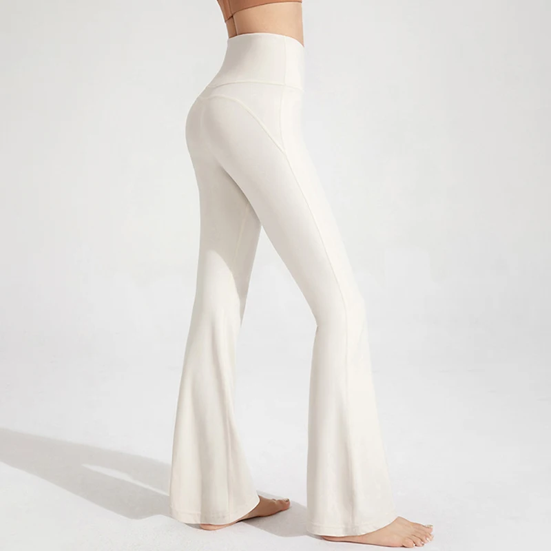 

Naked High Waisted Waist Cinching Hip Lifting Fitness Exercise Elastic Bell Bottom Pants Women Casual Outdoor Running Yoga Pants