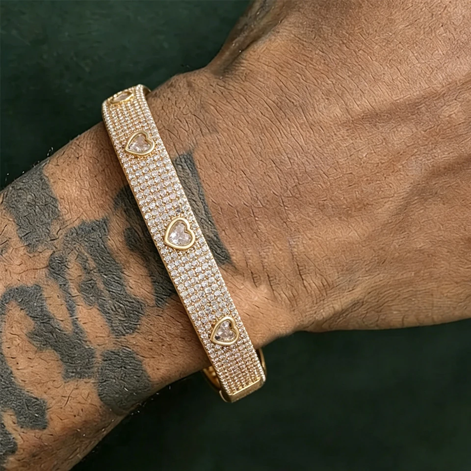 ZAKOL Neues nickelfreies, mikropavé-besetztes Herz-Armband mit kubischen Zirkonia für Damen, funkelndes CZ-Armband in Silber-/Goldfarbe, luxuriöser Schmuck, Geschenke – Detail 5
