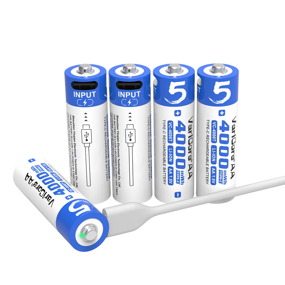 VariCoreAA 1,5 В 2 шт./карта 4000 МВтч USB перезаряжаемая литиевая батарея светодиодный индикатор для камеры/игрушки/фонарика