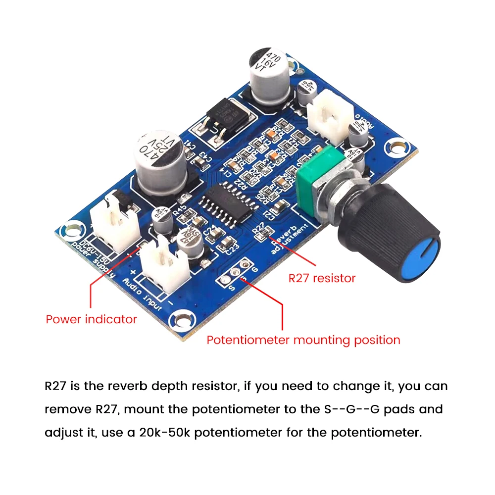 PT2399 Microphone Reverberation Plate Board DC6-15V Effect Super M65831 Mono Amplifier