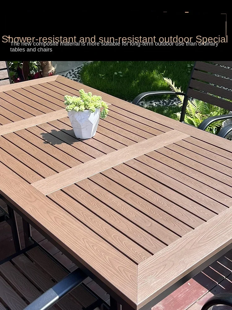 6 Outdoor Outdoor Swing Leisure Balcony YardPlastic Wood Table and Chair Combination
