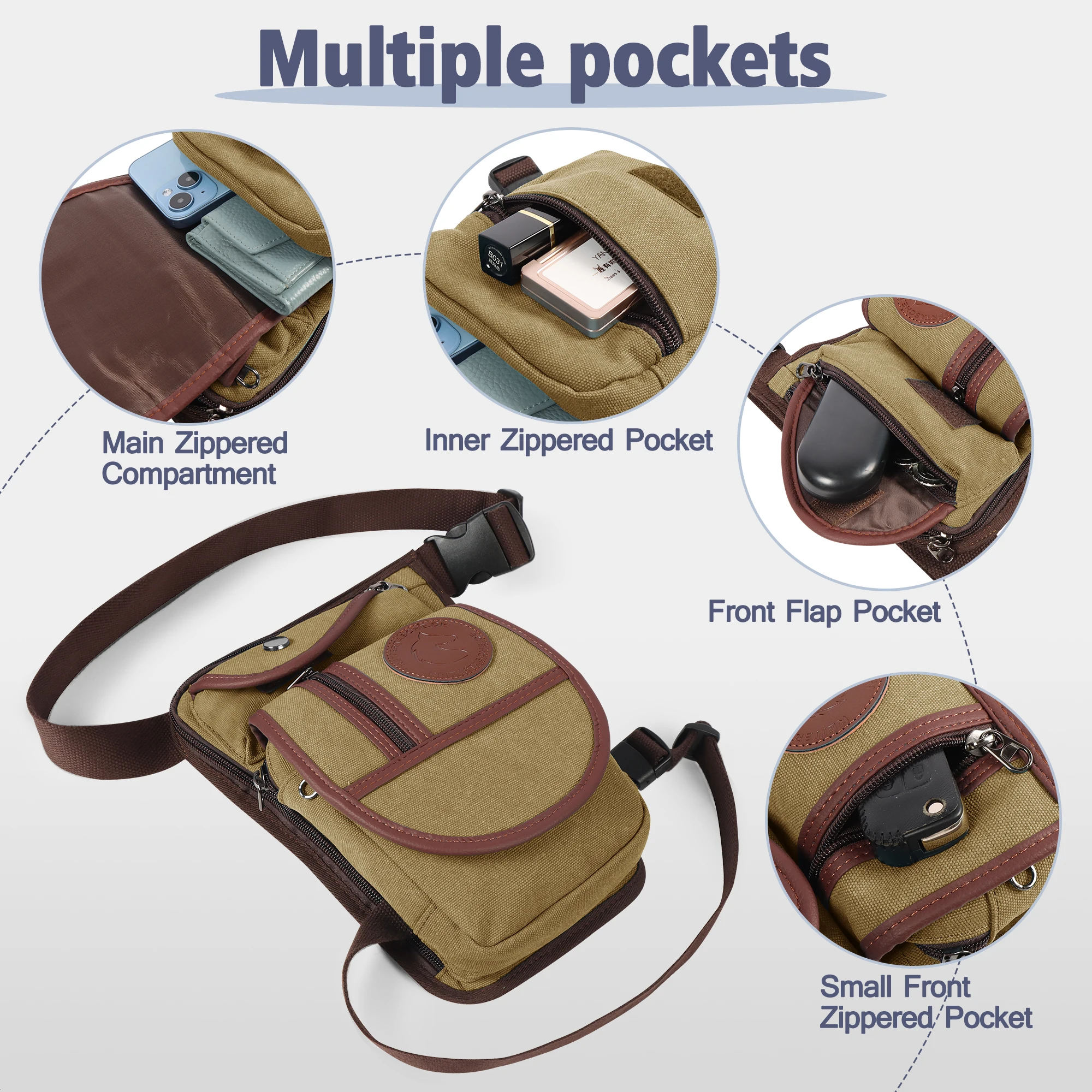 Outdoor Equestrian Drop Leg Waist Bag Canvas Nylon Adjustable Design Large Capacity Horse Riding Cycling Portable Storage Pouch