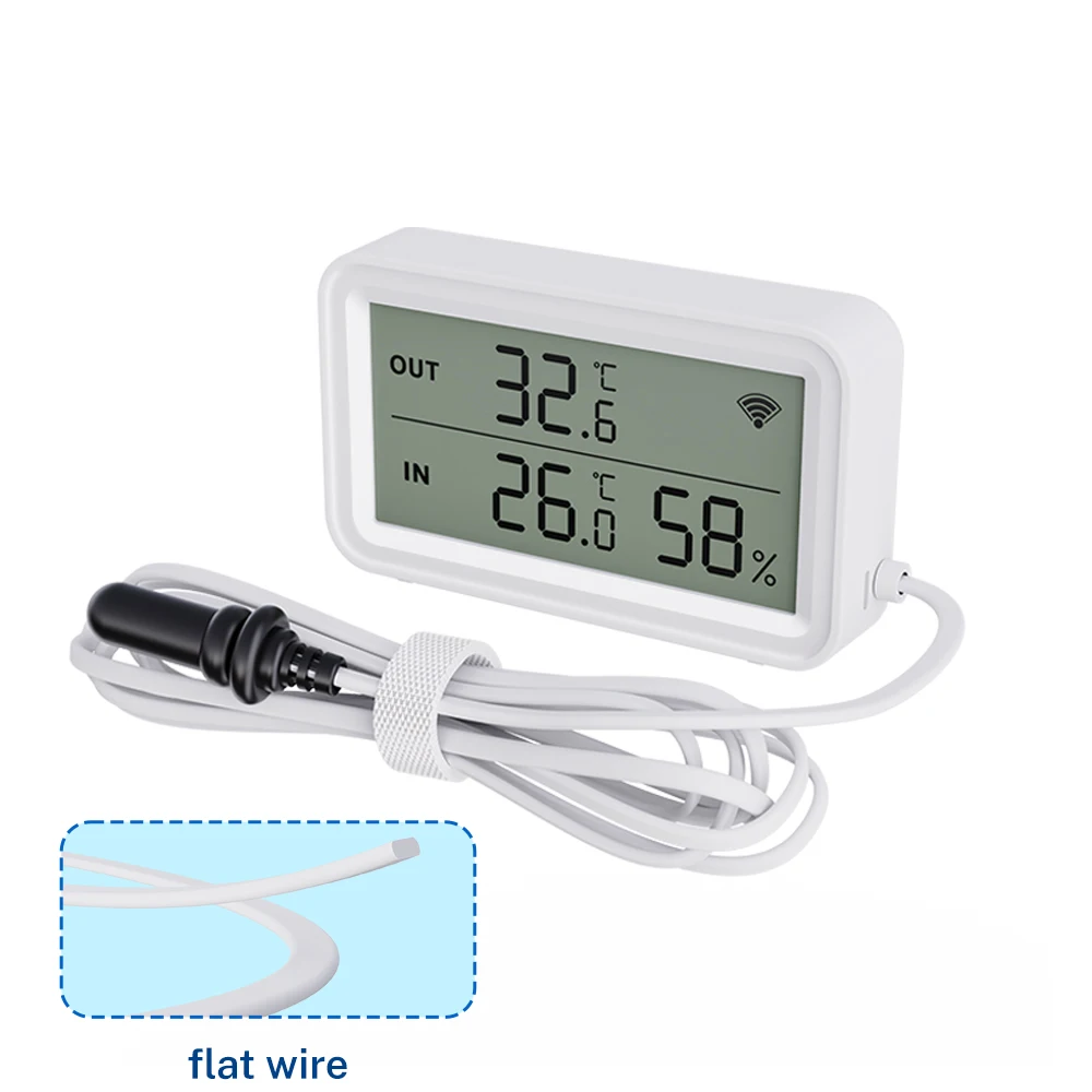 Tuya Wi-Fi-Temperatur- und Feuchtigkeitssensor mit externer Sonde, intelligenter digitaler LCD-Bildschirm, funktioniert mit Smart Life Google Assistant