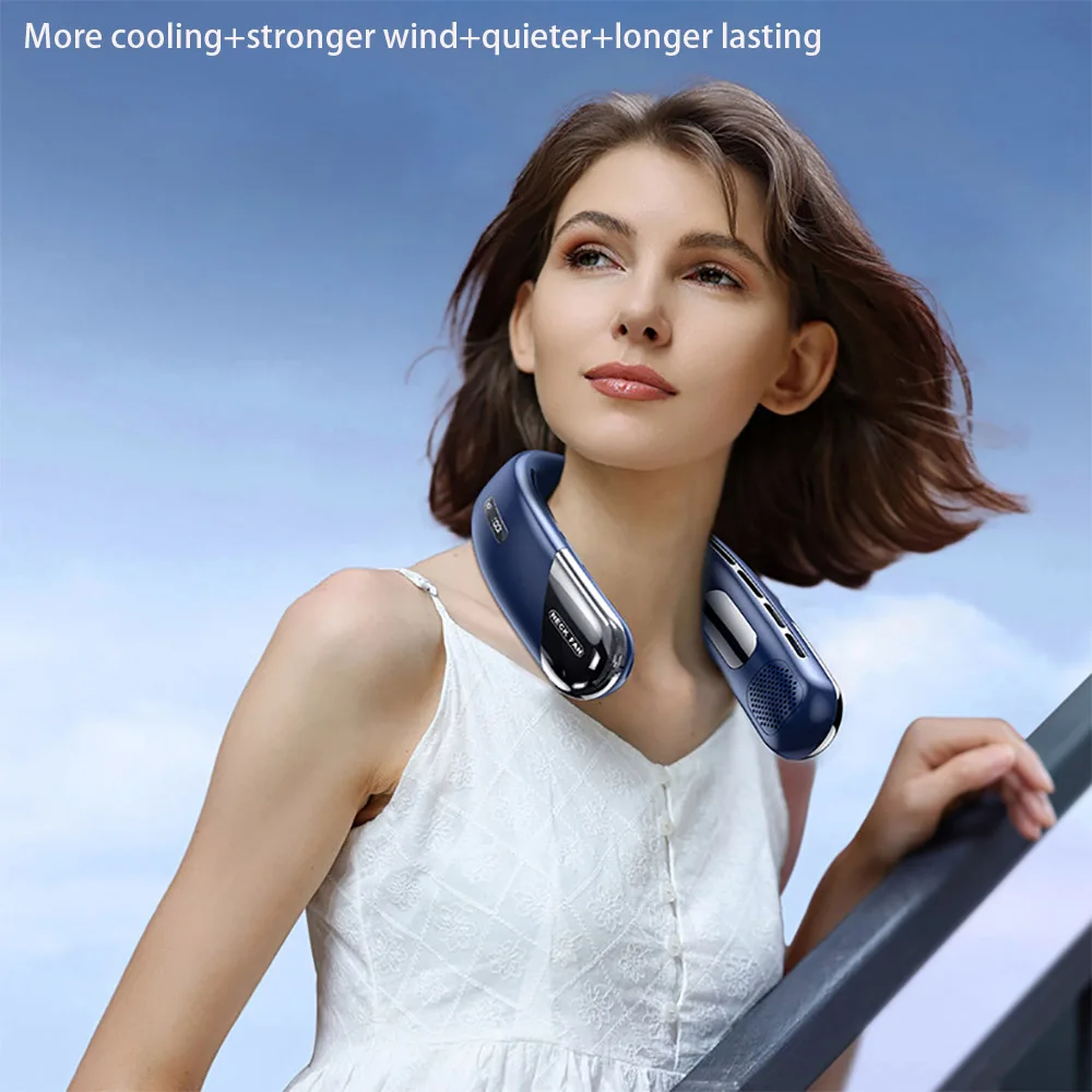 New Halter Fan USB Charging Portable Small Fan Student Office Sports Digital Display Halter Fan