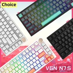 VGN N75 Mechanical Keyboard Wired RGB Multifunctional Knob Hot Swap Wireless Gaming Keyboard 75% Layout Pc Gamer Accessory,Black