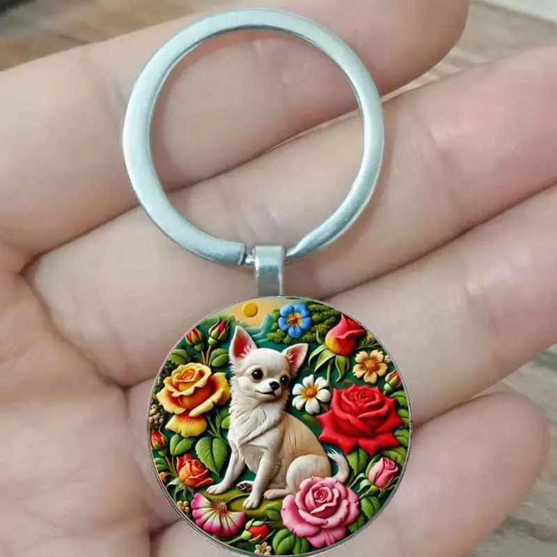 Круглый брелок для собаки чихуахуа из цинкового сплава, идеальный праздничный подарок для семьи и друзей
