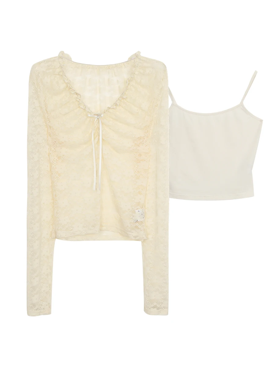 طقم قطعتين نسائي أنيق من نادي المشاهير الأحمر، قميص داخلي بأكمام طويلة من الدانتيل، ملابس داخلية بأسلوب عصري وأنيق للعمل #4