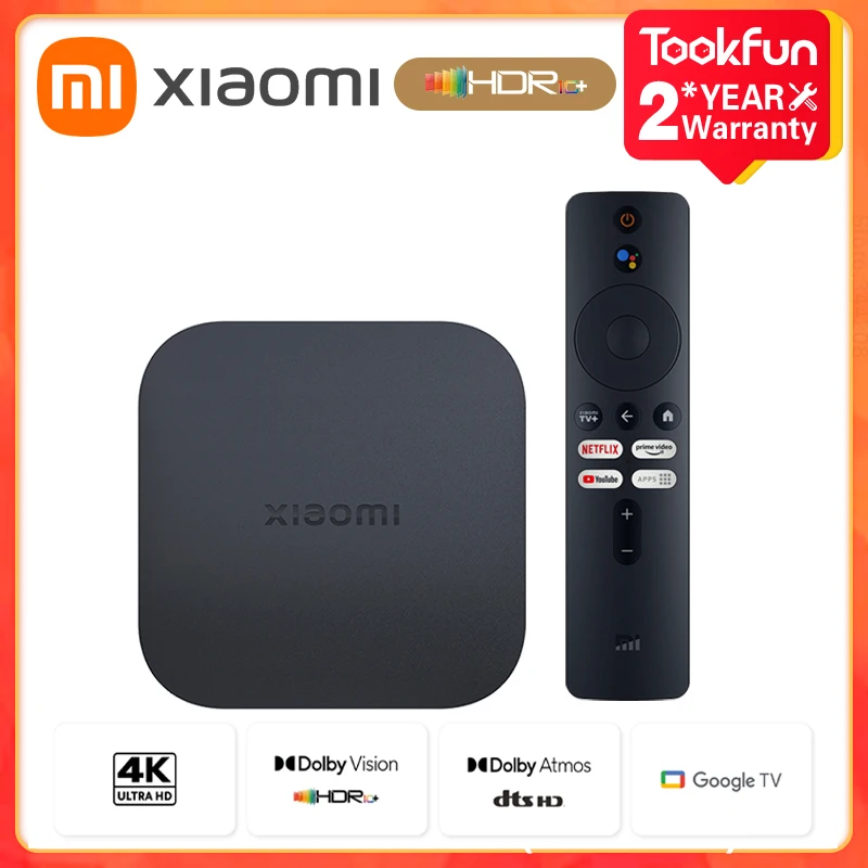 NEW Global Version Mi TV Box S2nd Gen Iptv 4K Ultra HDR10+ Google TV DTS 360° Bluetooth & IR Remote Control Chromecast Built-In