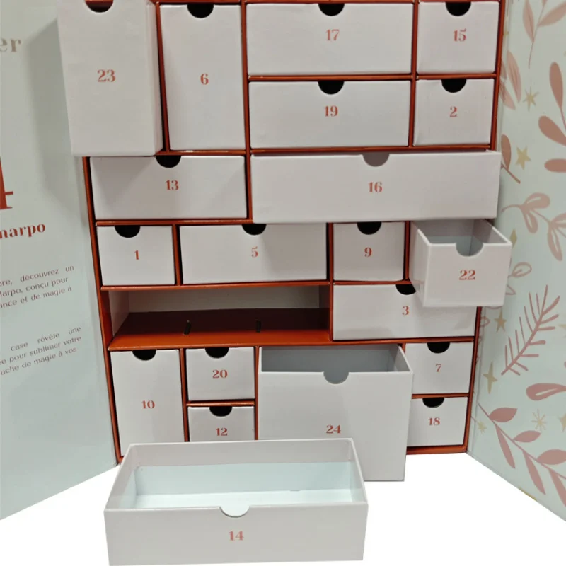 custom.Custom 24-Day Advent Calendar Box Paper Packaging Jewelry Cosmetic Candle Beauty Surprise Idea