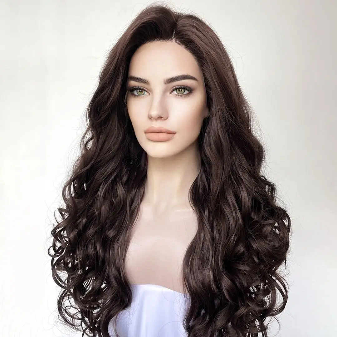 26inch 200Density Brown Body Wave HD Lace Jewish 5x5 Silk Base European Human Hair Wig For Women BabyHair Gluelesss Preplucked