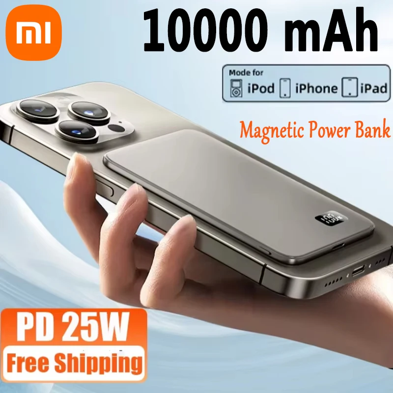 Xiaomi 10000mAh 3-in-1 Magsafe Magnetic Wireless Power Bank PD20W Fast Charging Portable External Battery For Magsafe For Iphone