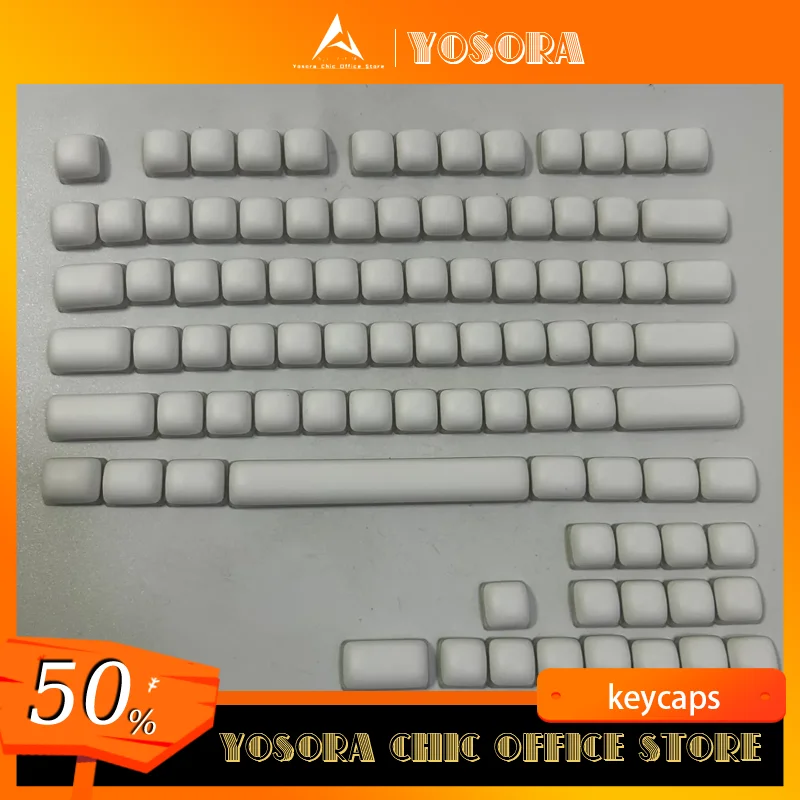 Mog Keycaps Pbt Sublimation White Minimalist Dye Mechanical Keyboard Caps Customized Computer Accessory 87/91 Keys Esports Gifts