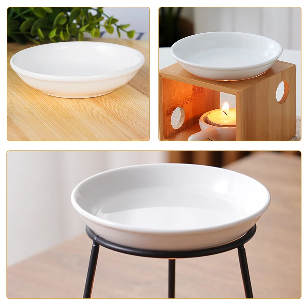 6 Pcs Wax Melting Dish Warmer Replacement Heater Round Dishes Ceramics Small Plate Holder Essential Oil Storage