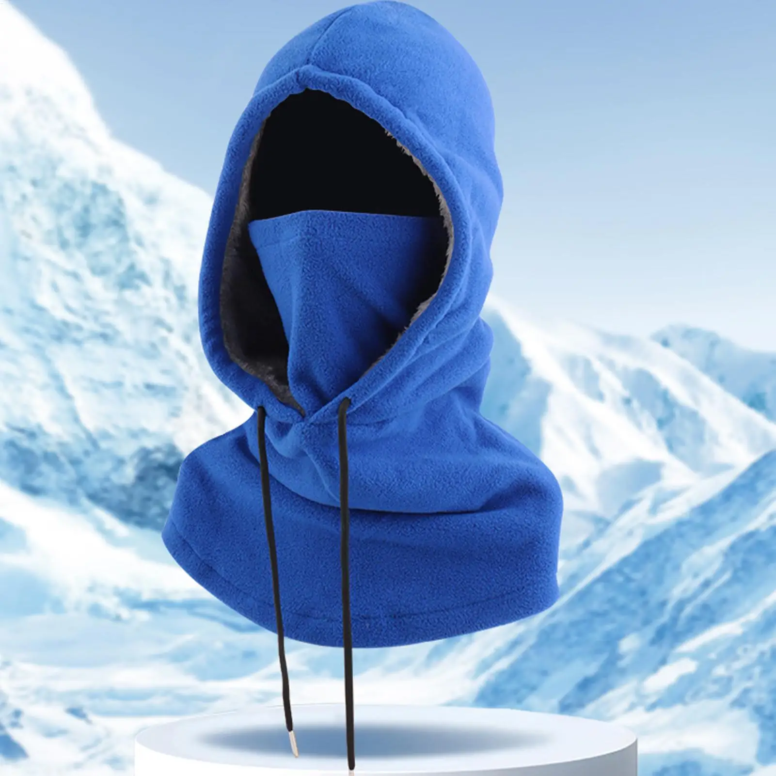 قبعة تزلج من الصوف مع رباط للطقس البارد وشاح بقلنسوة للتزلج للنساء والعدائين وركوب الدراجات والتخييم وركوب الدراجات على الجليد