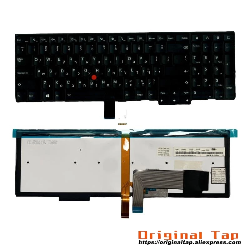 HB Hebrew IL Israel Backlit Keyboard for Lenovo Thinkpad T540p W540 W541 T550 W550s T560 P50s 04Y2401 04Y2479