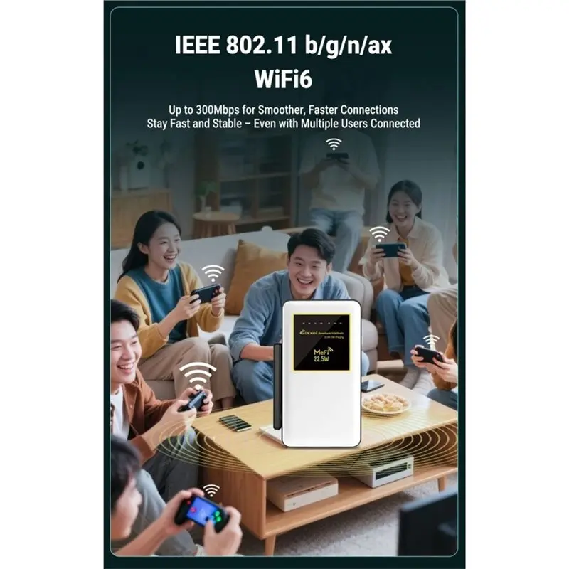 WORTHOWN-Portable Wifi6 10000Mah 22.5W Quick Charge Data Transmitter Signal Relay Pocket Travel Device