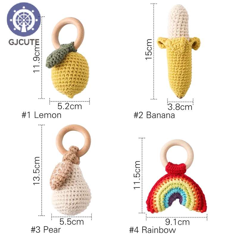 Per il limone sonaglio morso forza esercizio comfort giocattolo per bambini uncinetto frutta sonaglio giocattolo musicale massaggiagengive giocattolo neonato sonaglio regalo