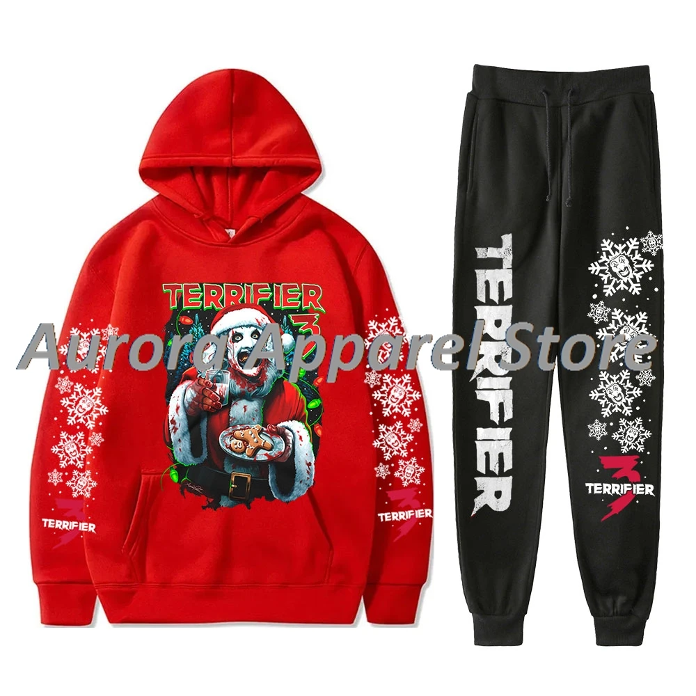 Terrifier 3 Milk and Carnage Hoodies Jogger Pants Set Women Men Fashion Streetwear Sweatshirts