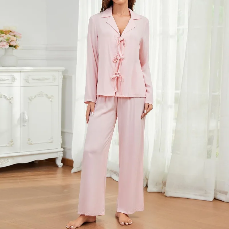 

2pcs Set Women's Long Sleeve Pajama Set Casual Loose Loungewear Soft Sleepwear for Autumn and Winter