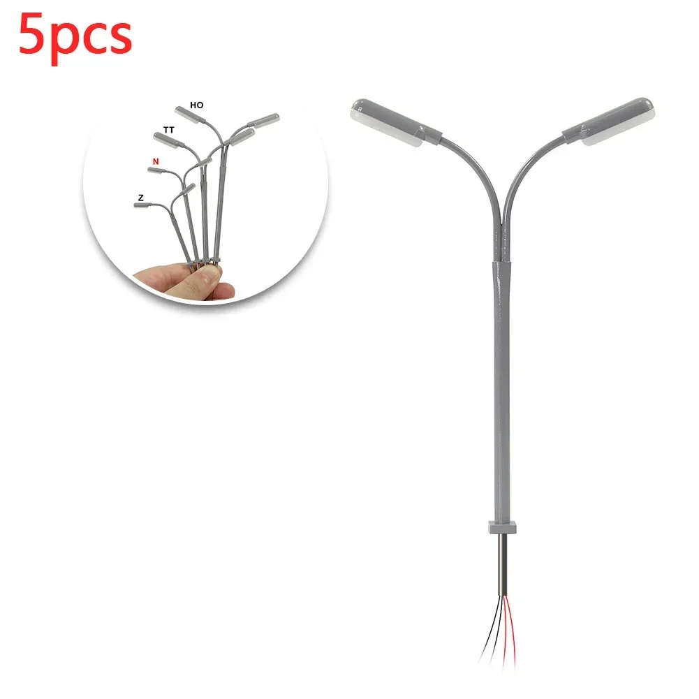 5Pcs Model Platform Light With LED Street Lamp Gauge N Light Model Scale 1:160 Mini Garden Lamps Miniatures Decoration