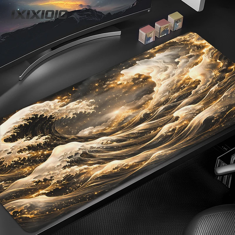 Mouse Pad Gamer Golden Waves printon demand Large Custom Mousepad XXL MousePads Office Carpet Non-Slip Gaming laptop Mouse Mats