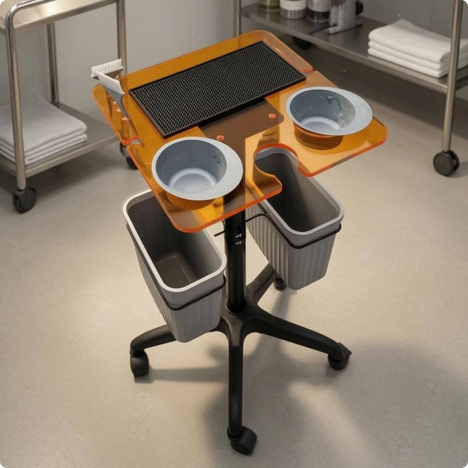 Salon Trolley Cart Cup Holders Rolling Salon Cart Textured Work Area for Hair Stylists