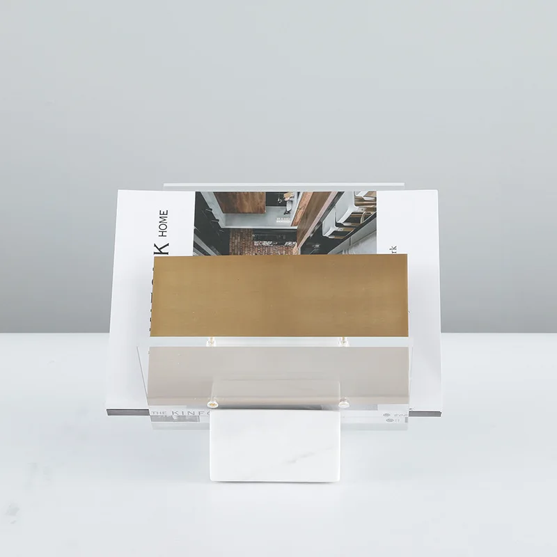 Modern simple marble newspaper rack rack decoration modern acrylic study model room home decoration