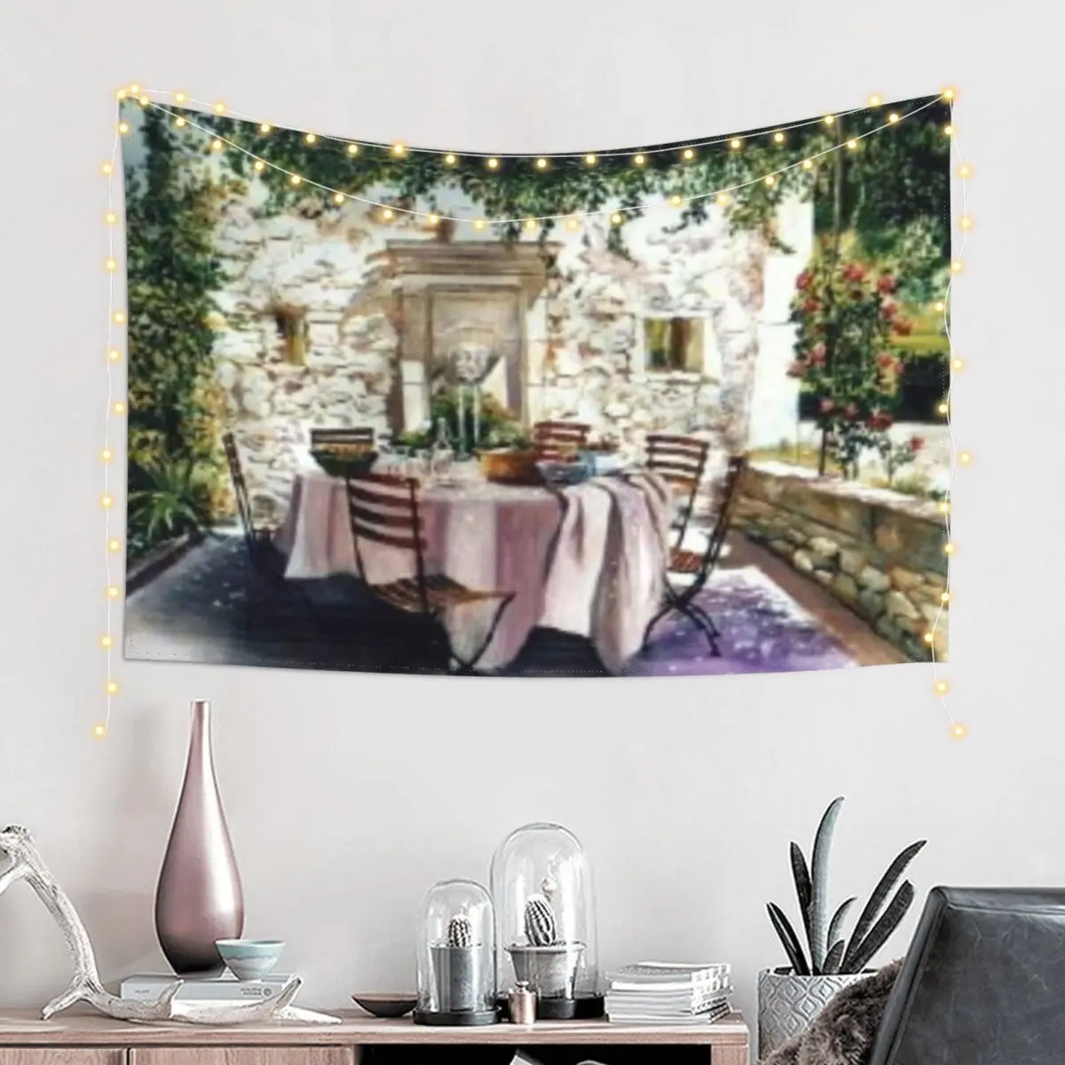 terrace in Provence, Provencal landscape, idleness, Provencal house Tapestry Bedroom Deco Decor For Room Tapestry